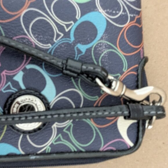 Coach Women's  Blue Wristlet Wallet Corner Zip With Signature - Picture 10 of 12